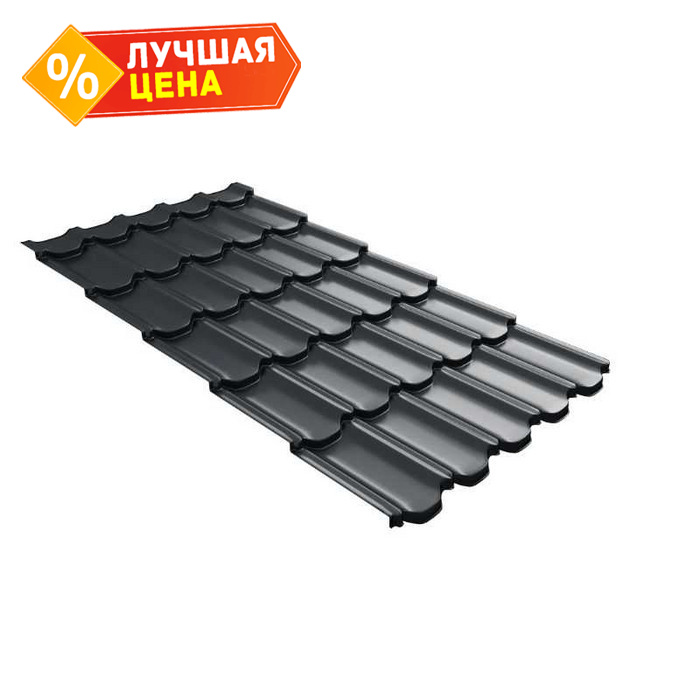 Металлочерепица Grand Line Kvinta plus (Квинта Плюс) 0,5 GreenCoat Pural Matt BT RAL 7016 Антрацитово-серый