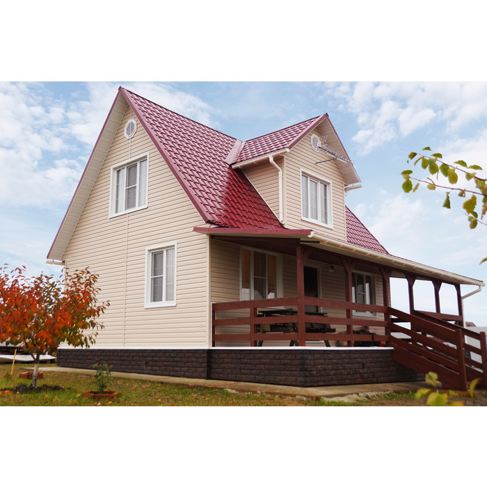 Металлочерепица Grand Line Quadro profi (Квадро Профи) 0,5 Satin RAL 3005 красное вино - фото №5